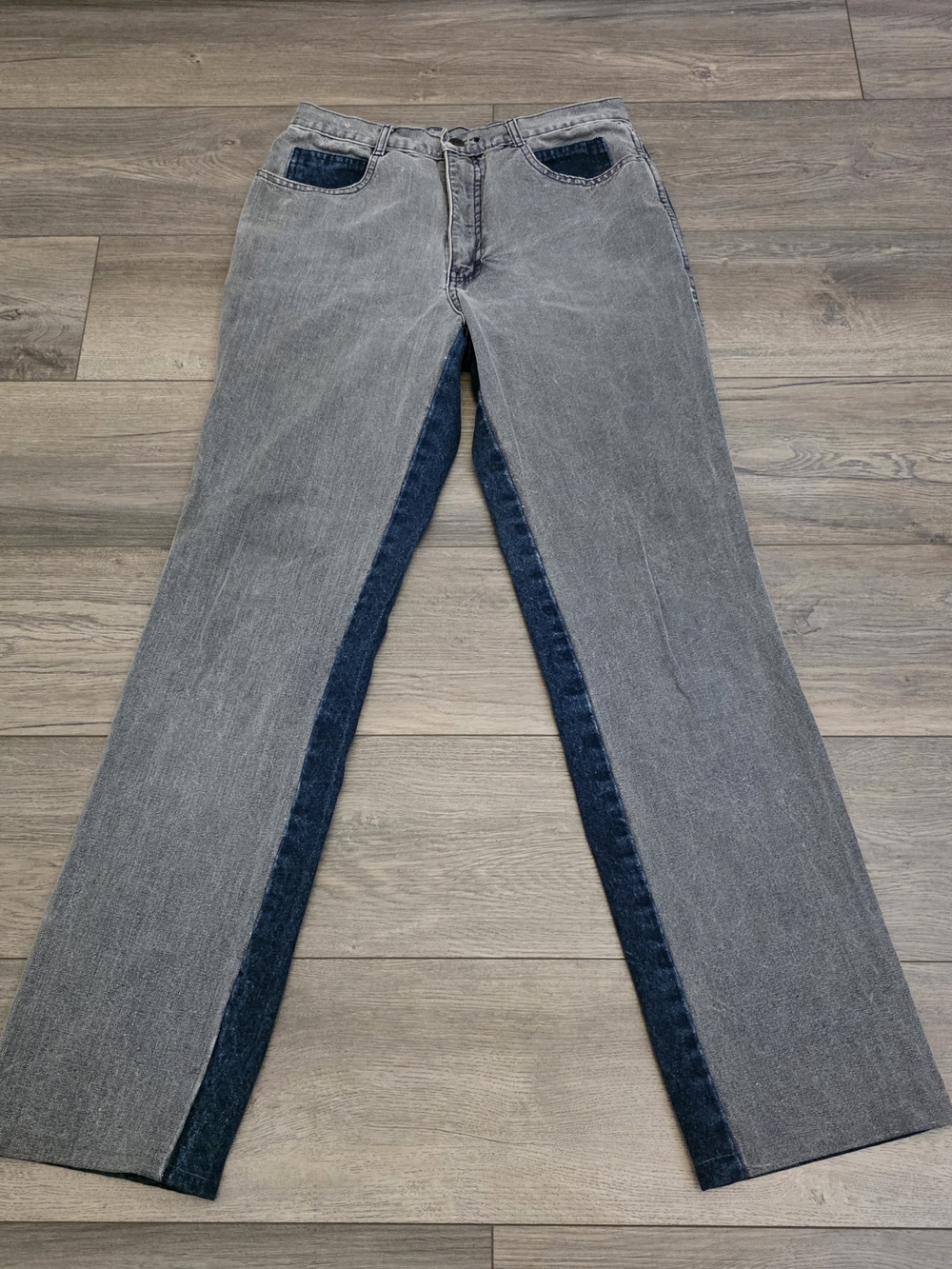 Vtg 90s Jordache 498 New Basics Two-Tone Paneled Jeans Grey/Blue High Size 30